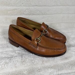 Cole Haan Mens Loafers Size 8.5 M Luggage Tan Leather Gold Tone Horse Bit Dress